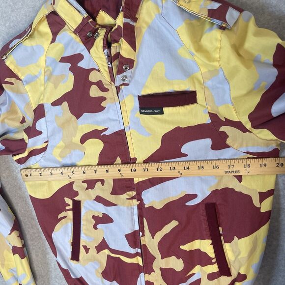 Members Only Iconic Racer Jacket Small Camo Bomber Burgundy 80’s Fashion Retro - Picture 11 of 15